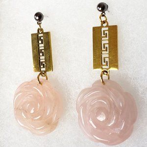 2/60$ NWT Rose quartz flowers and meander earrings
